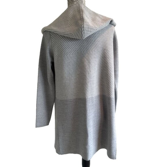 Lineamaglia 48 % Wool Blend Open Cardigan Hooded Size Small Gray Italy - Picture 4 of 13
